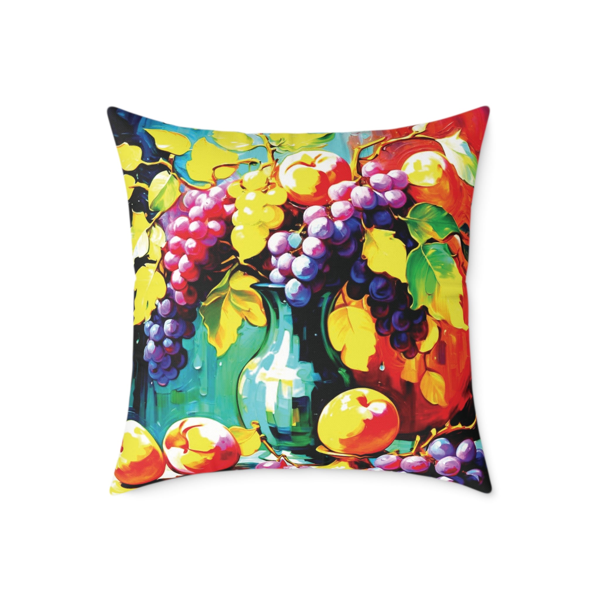 Vibrant Fruit Art Pillow, Colorful Square Decorative Cushion, Home Decor, Cozy Living Room Accessory, Gift for Fruit Lovers