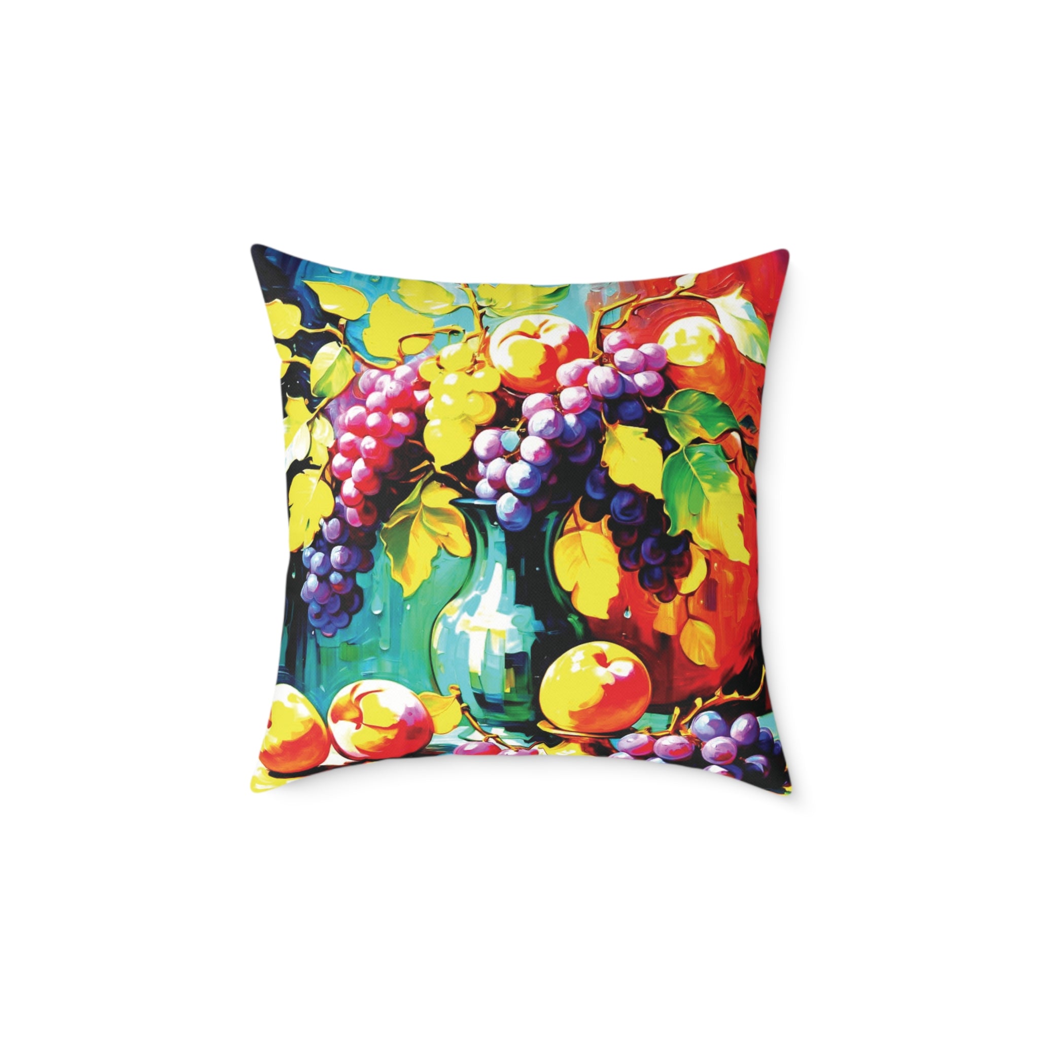 Vibrant Fruit Art Pillow, Colorful Square Decorative Cushion, Home Decor, Cozy Living Room Accessory, Gift for Fruit Lovers