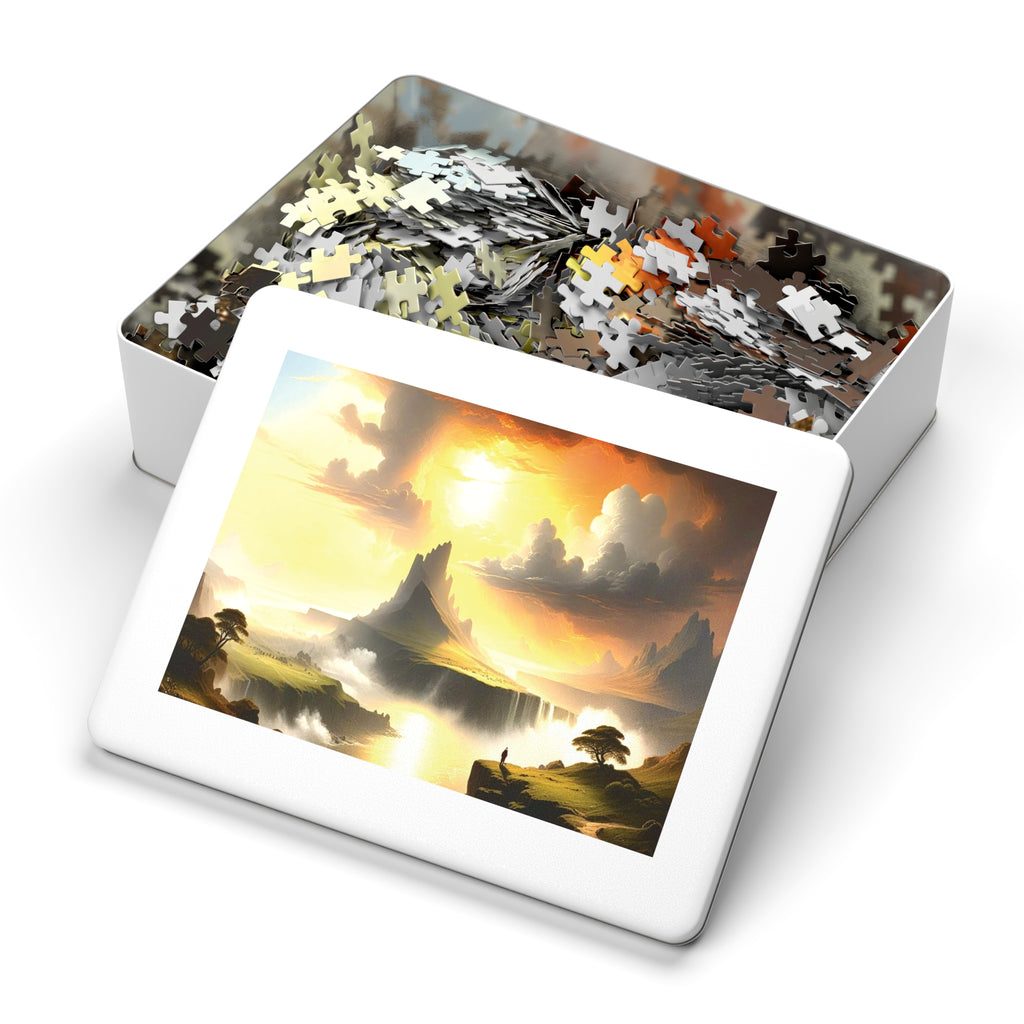 Scenic Jigsaw Puzzle with Tin, Landscape Puzzle, Gift for Puzzle Lovers, Family Game Night, Relaxing Hobby, Home Decor