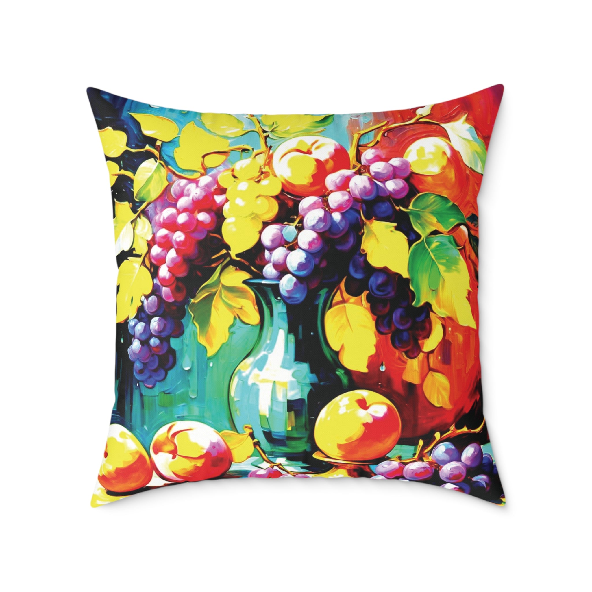 Vibrant Fruit Art Pillow, Colorful Square Decorative Cushion, Home Decor, Cozy Living Room Accessory, Gift for Fruit Lovers