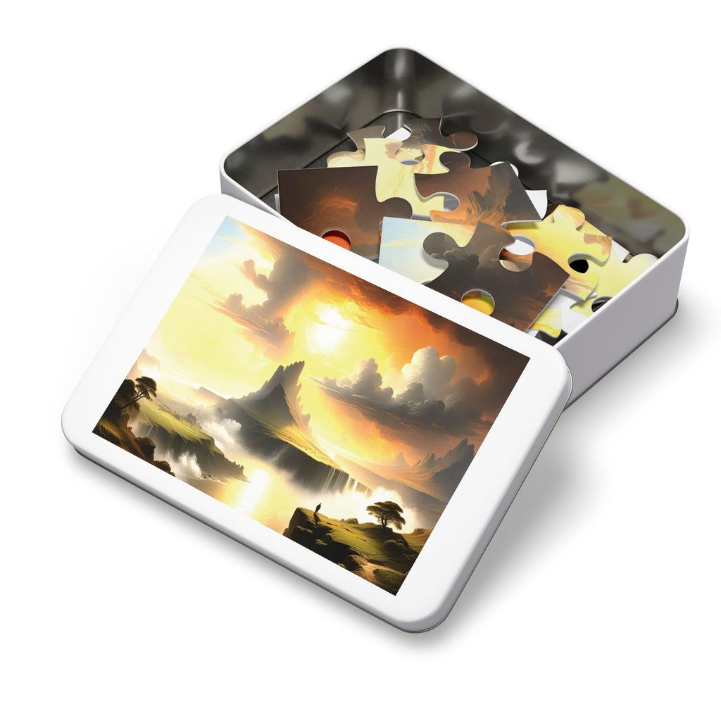 Scenic Jigsaw Puzzle with Tin, Landscape Puzzle, Gift for Puzzle Lovers, Family Game Night, Relaxing Hobby, Home Decor