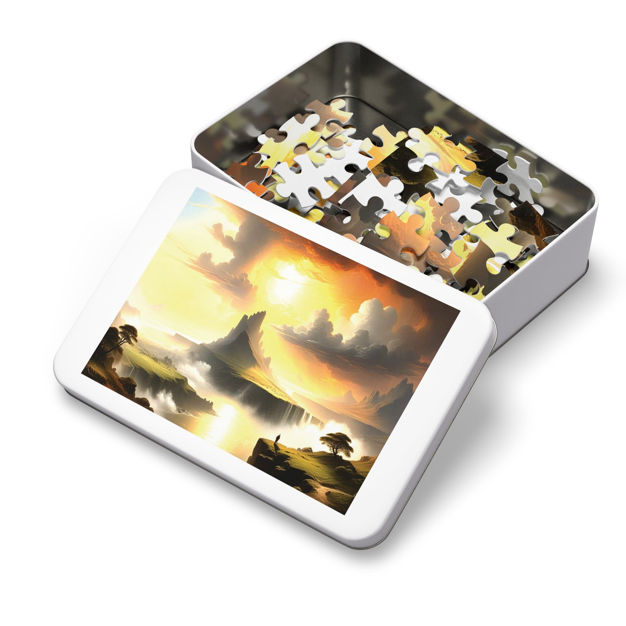 Scenic Jigsaw Puzzle with Tin, Landscape Puzzle, Gift for Puzzle Lovers, Family Game Night, Relaxing Hobby, Home Decor