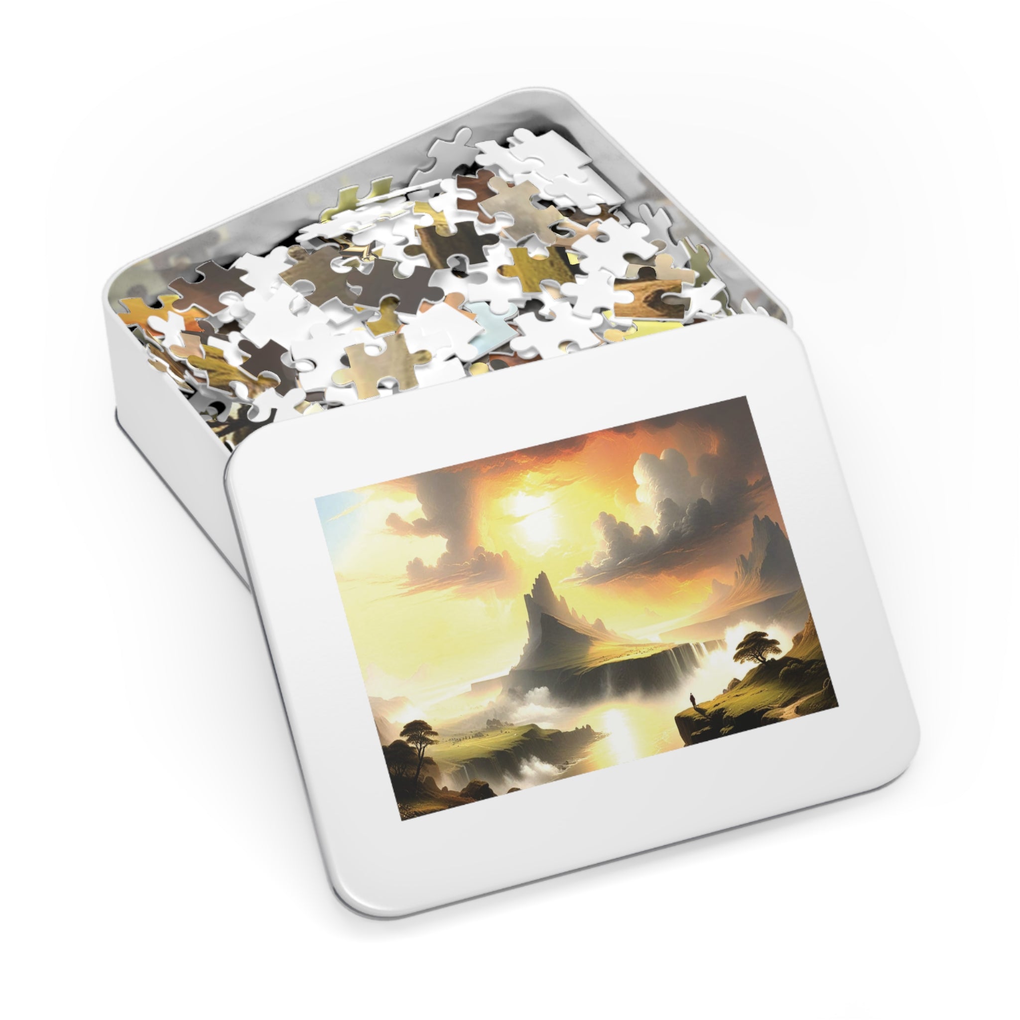 Scenic Jigsaw Puzzle with Tin, Landscape Puzzle, Gift for Puzzle Lovers, Family Game Night, Relaxing Hobby, Home Decor