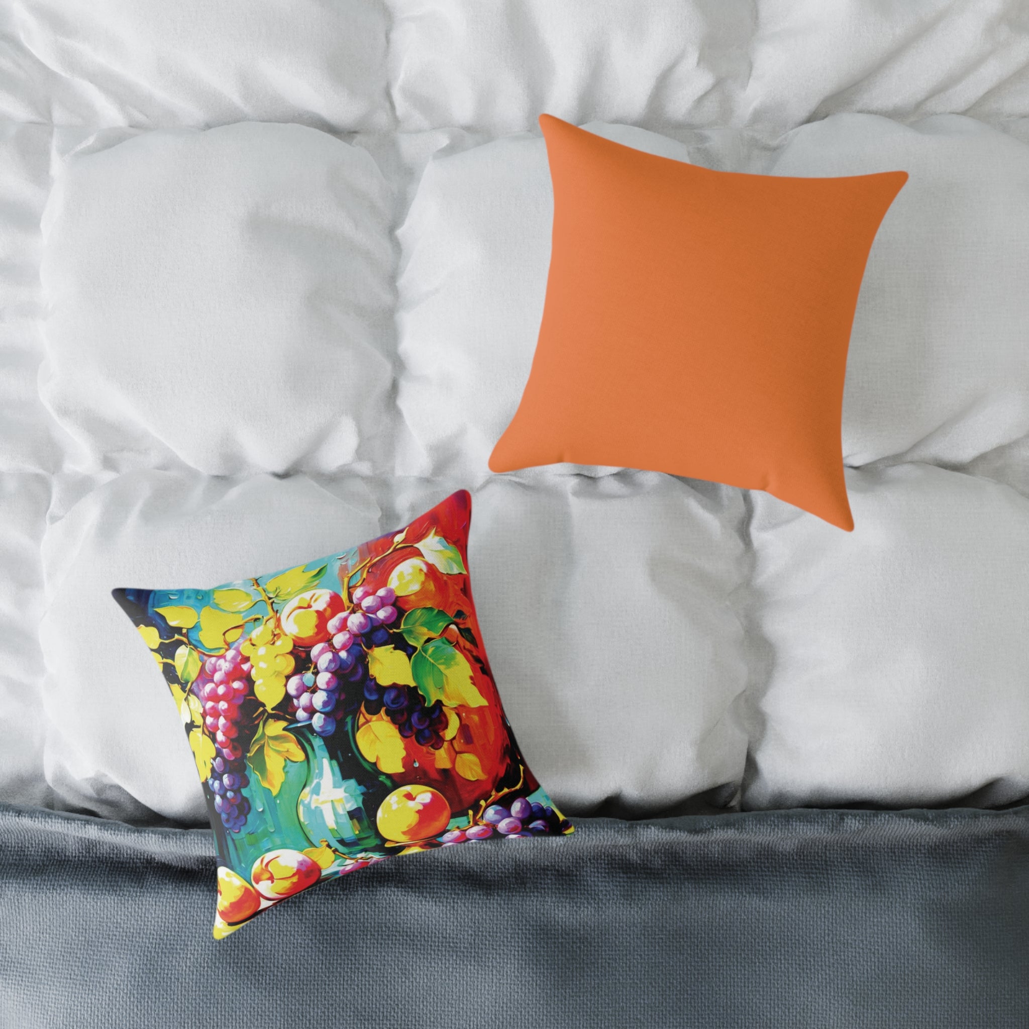 Vibrant Fruit Art Pillow, Colorful Square Decorative Cushion, Home Decor, Cozy Living Room Accessory, Gift for Fruit Lovers