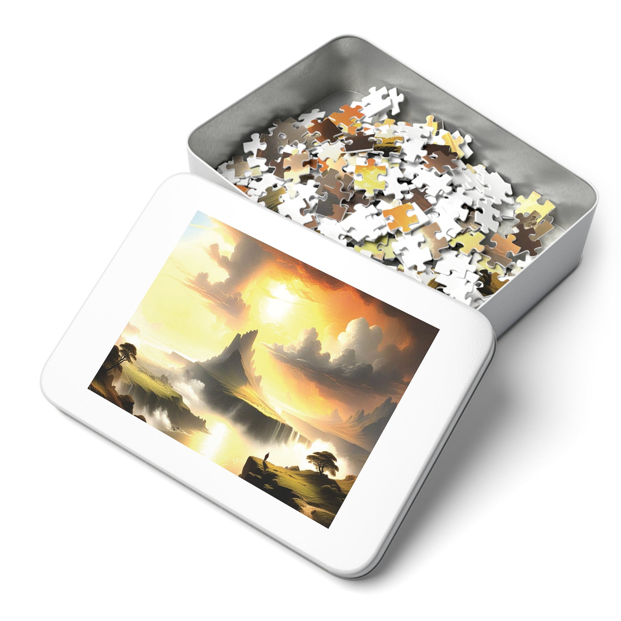 Scenic Jigsaw Puzzle with Tin, Landscape Puzzle, Gift for Puzzle Lovers, Family Game Night, Relaxing Hobby, Home Decor